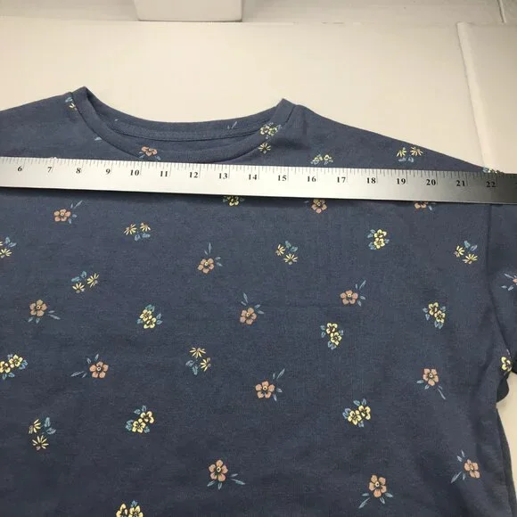 Colsie Women's Long Sleeve Fleece Lounge Sweatshirt Blue With Flowers XS New - Picture 8 of 13